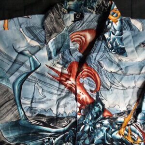 Vintage Y2K Claudio Nucci Anime Warrior Samurai Button Shirt